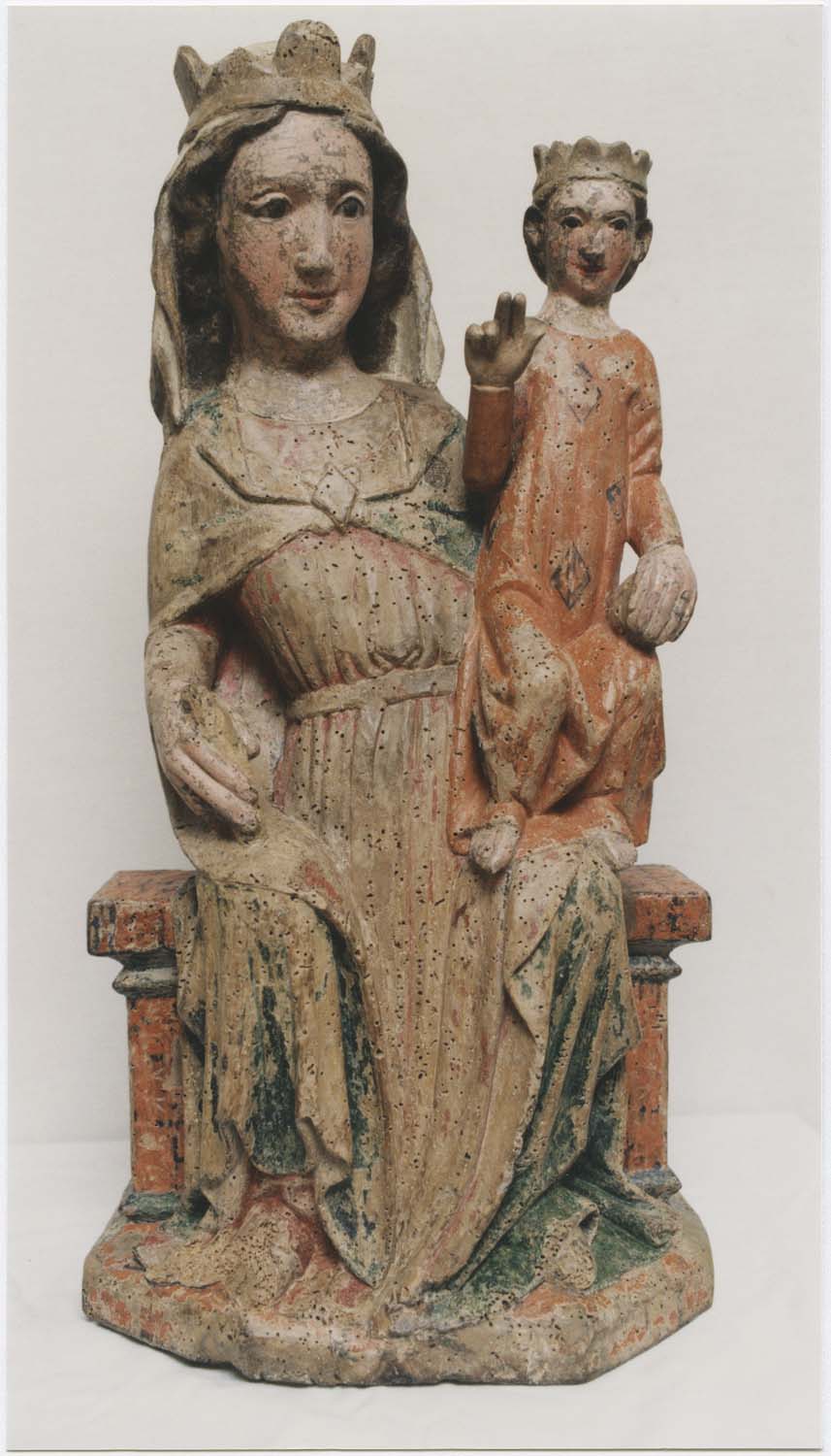 statue (statuette) : Vierge à l'enfant assise, vue générale