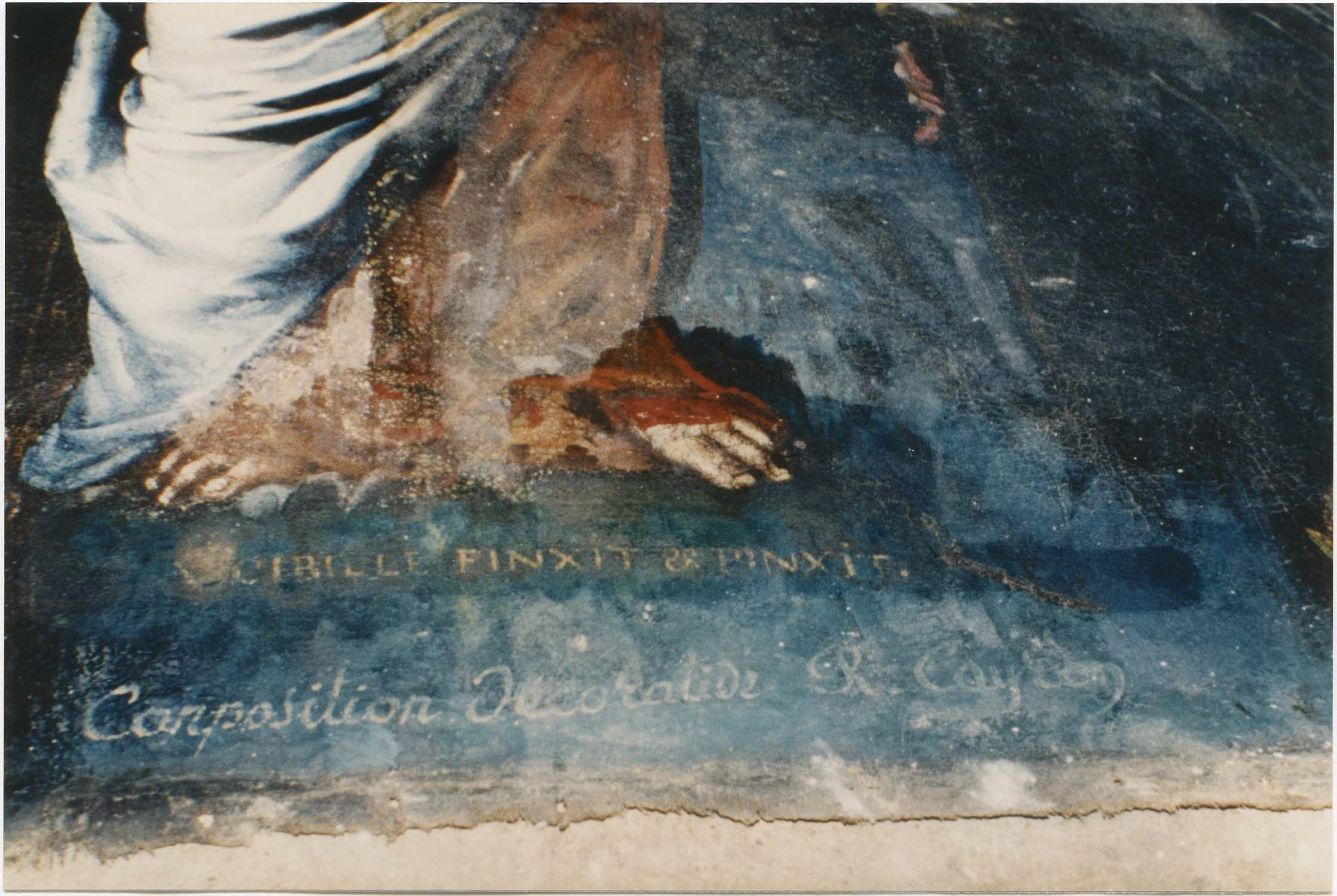 tableau : Calvaire avec un roi de France essuyant les pieds du Christ, détail de la signature - © Ministère de la Culture (France), Médiathèque du patrimoine et de la photographie (objets mobiliers), tous droits réservés