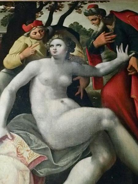 tableau : Suzanne au bain, vue partielle