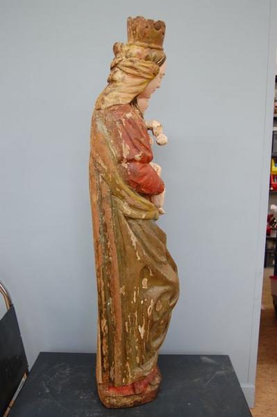 statue : Vierge à l'enfant, profil droit, vue générale