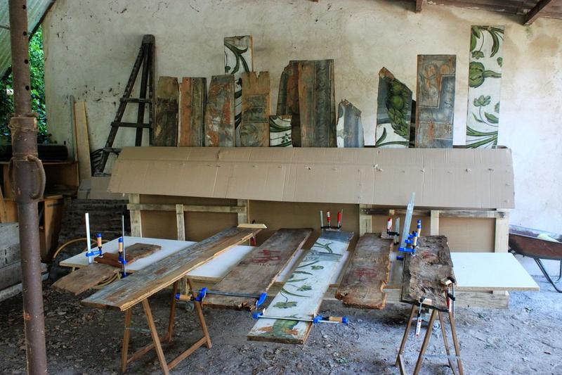 peinture monumentale (plafond déposé), vue partielle