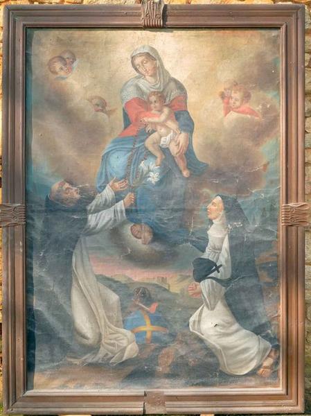 tableau : Remise du Rosaire à saint Dominique et à sainte Catherine de Sienne, vue générale