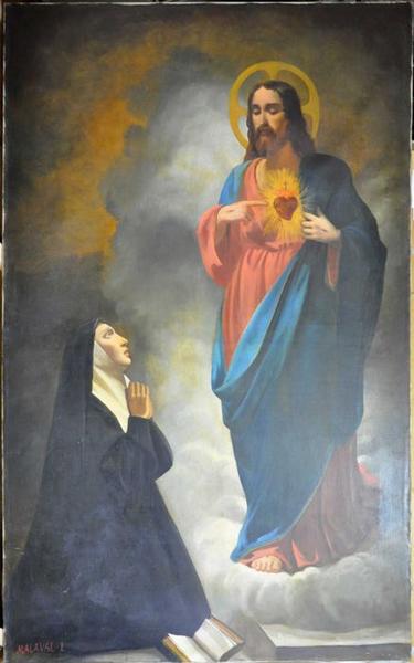 tableau : sainte Marguerite adorant le Christ du Sacré-Coeur, vue générale