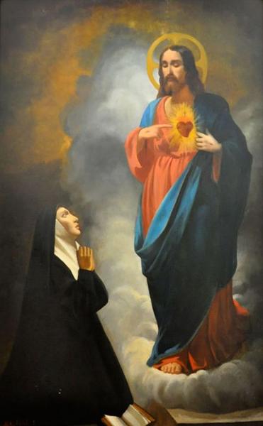 Tableau : Apparition du Sacré Coeur de Jésus à sainte Marguerite-Marie Alacoque