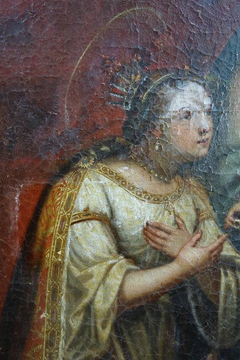 tableau : Mariage mystique de sainte Catherine, revers, détail