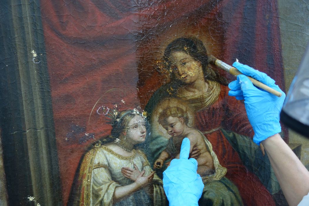 tableau : Mariage mystique de sainte Catherine, vue partielle