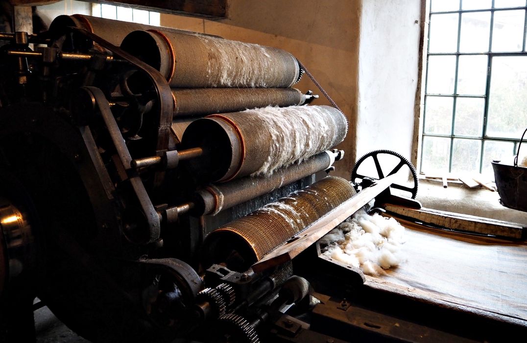 machine à démêler (carde nappeuse), dite Drousse, vue partielle