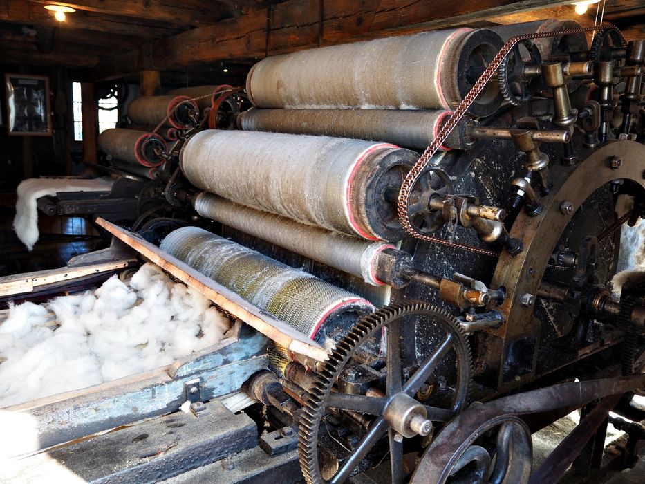 machine à démêler (carde nappeuse), dite Drousse, vue partielle