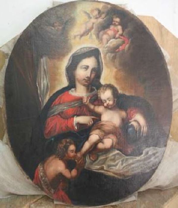 tableau : Vierge à l'Enfant en présence de saint Jean-Baptiste