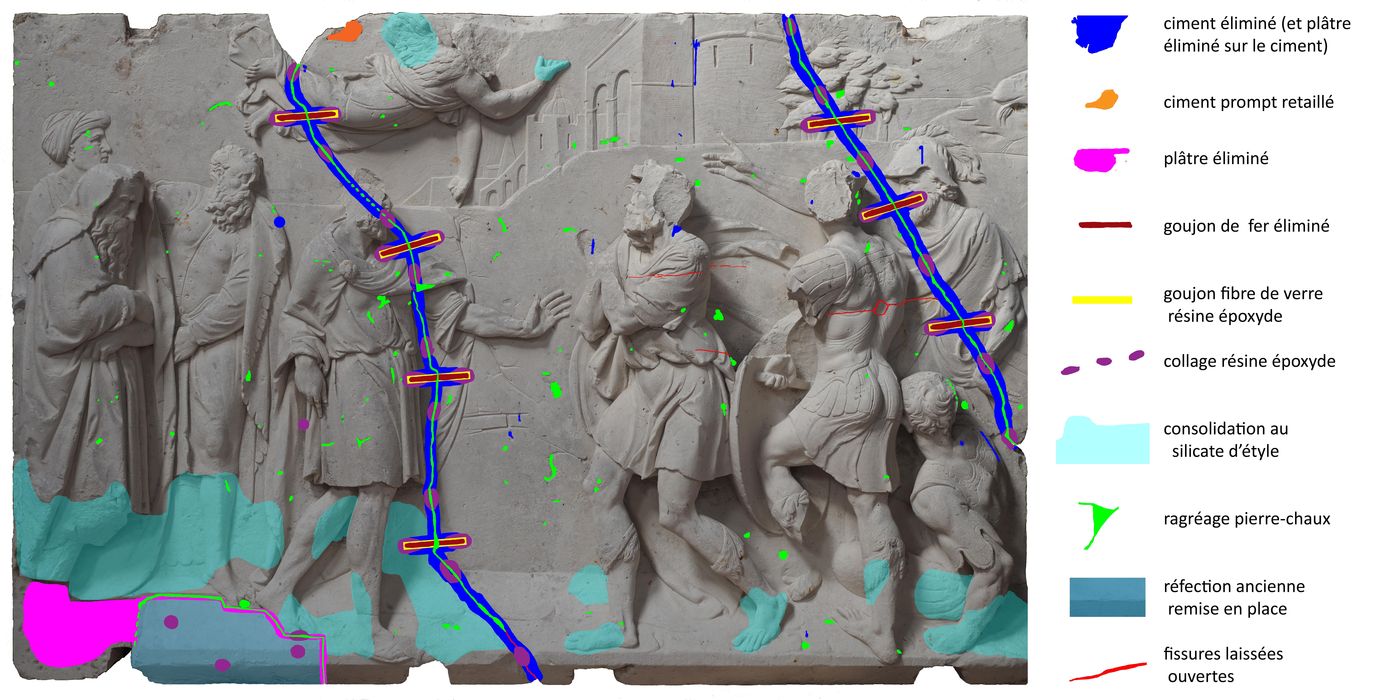 bas-relief : Conversion de Corneille (la), relevé dessiné du traitement