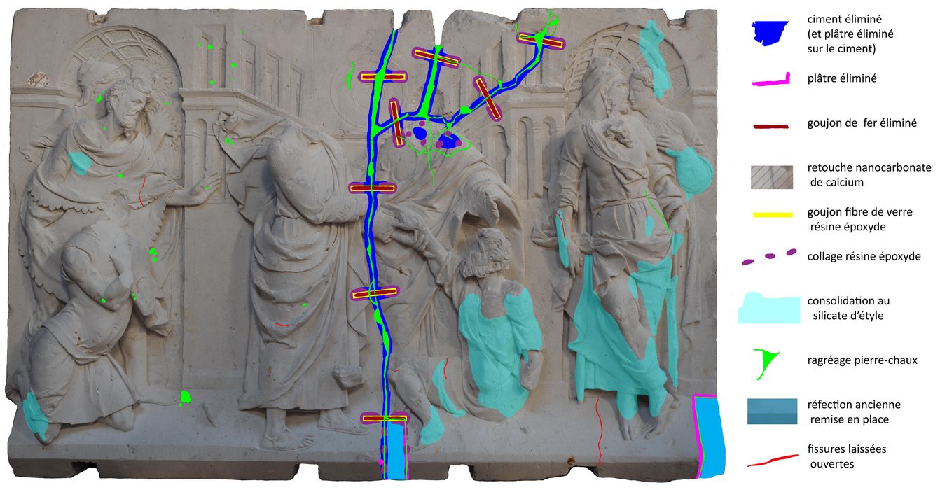 bas-relief : Guérison de l'impotent (la), relevé dessiné du traitement