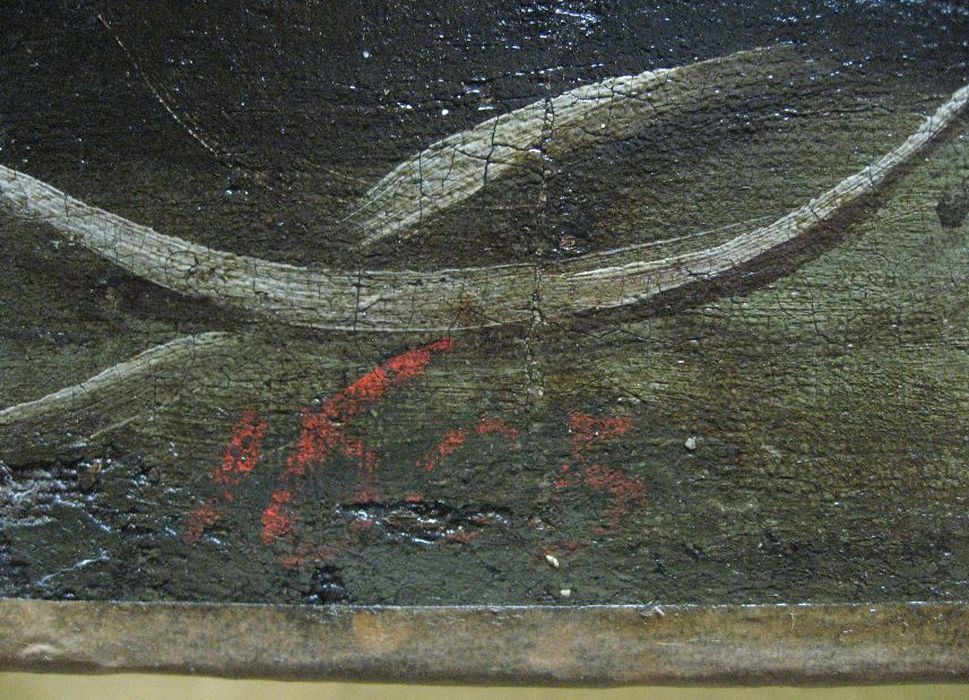 tableau : Sacrifice à Vesta, détail d’une inscription