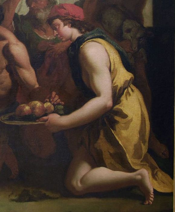 tableau : Sacrifice à Vesta, détail d’une inscription