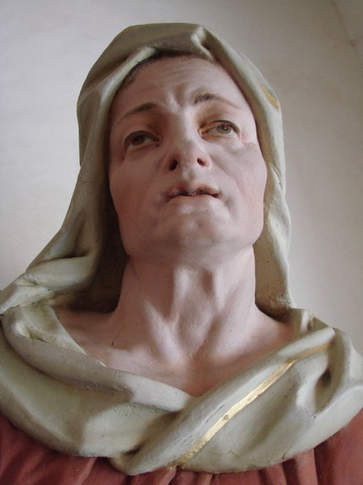 groupe sculpté : Education de la Vierge (l’), détail