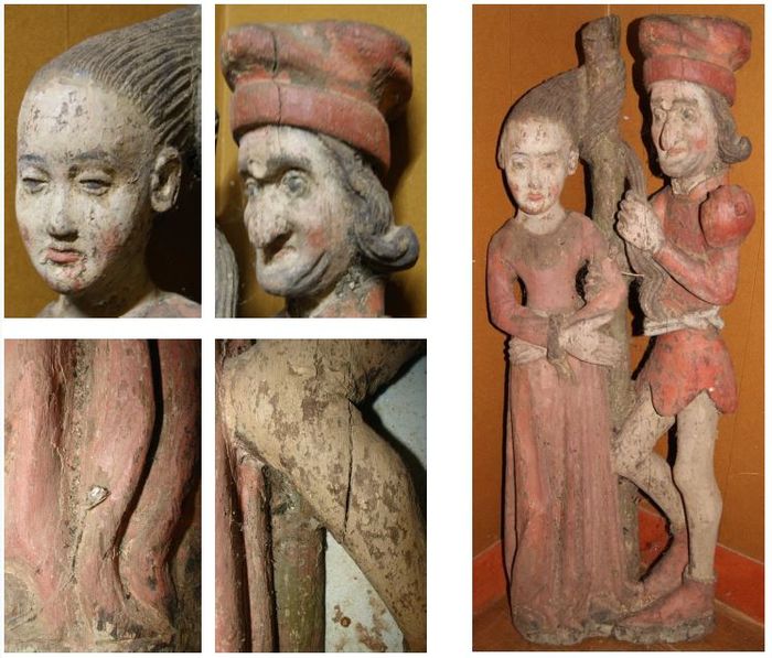 groupe sculpté : sainte Apolline et son bourreau