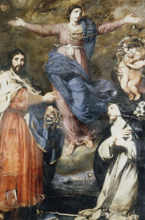 tableau : Vierge encadrée de saint Louis et sainte Catherine de Sienne (revers)
