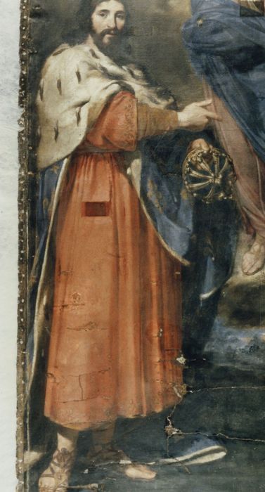 tableau : Vierge encadrée de saint Louis et sainte Catherine de Sienne, détail