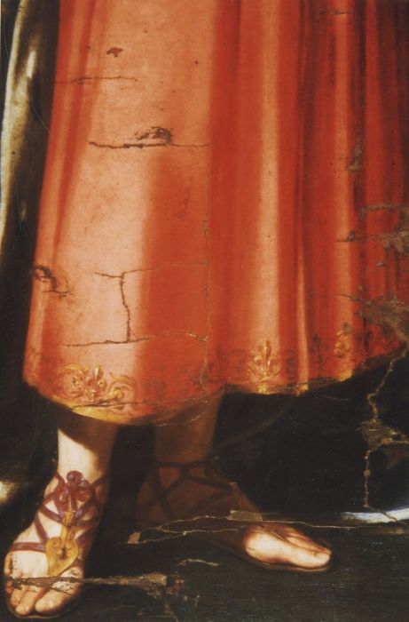 tableau : Vierge encadrée de saint Louis et sainte Catherine de Sienne, détail