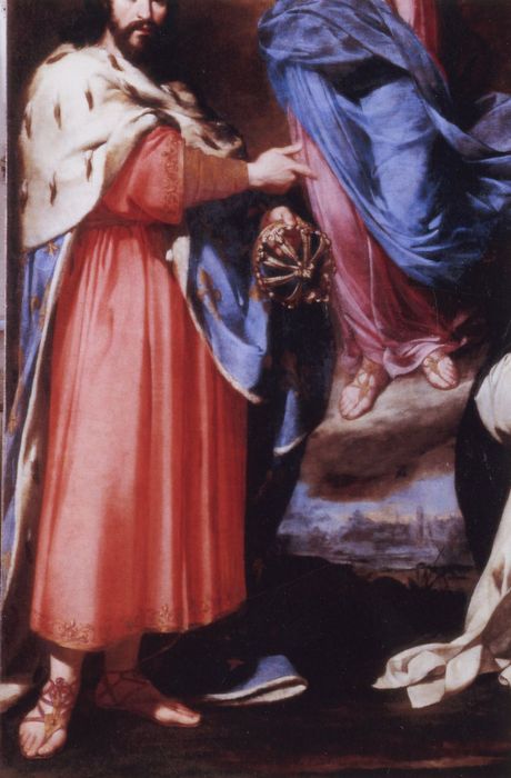 tableau : Vierge encadrée de saint Louis et sainte Catherine de Sienne, détail