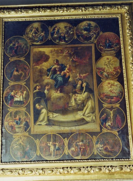 tableau : Donation du rosaire avec les mystères de la vie du Christ