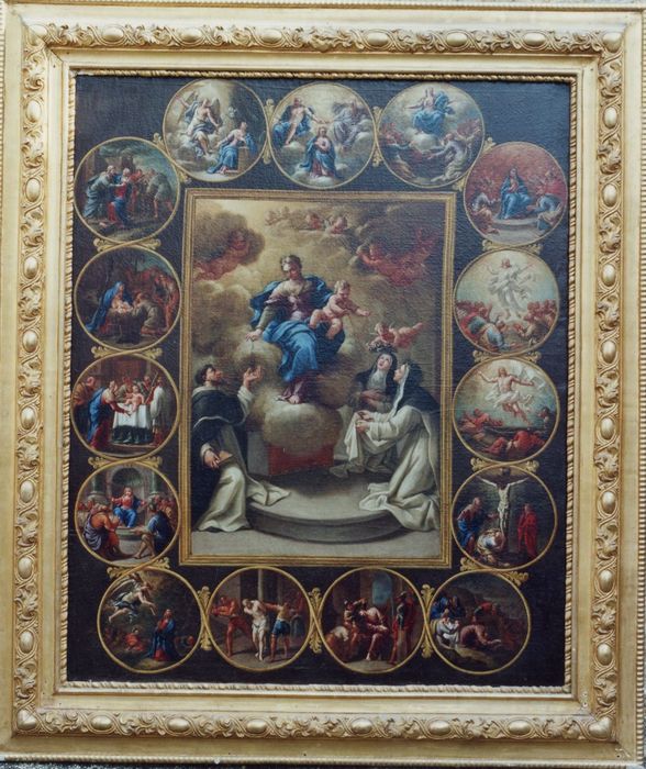 tableau : Donation du rosaire avec les mystères de la vie du Christ