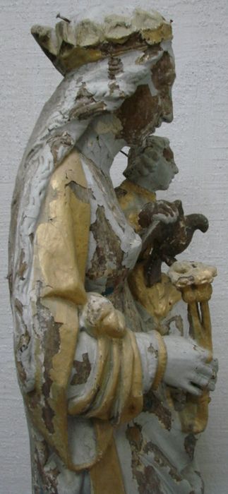 statue : Vierge à l'Enfant, profil droit, vue partielle