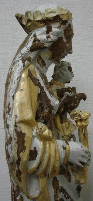 statue : Vierge à l'Enfant, profil droit, vue partielle