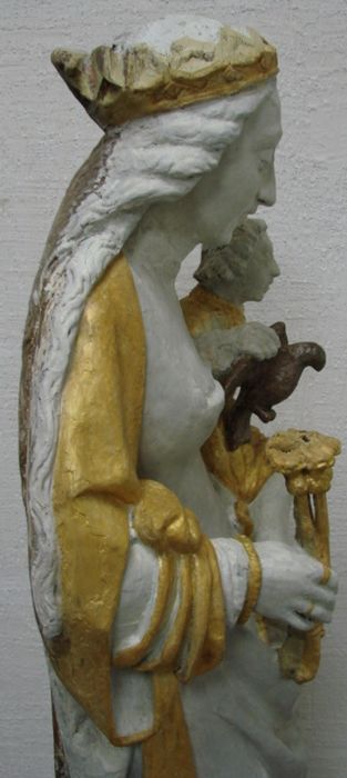 statue : Vierge à l'Enfant, profil droit, vue partielle