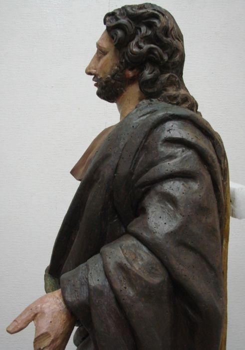 statue : Saint Roch, profil gauche, vue partielle