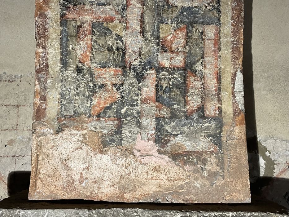 église abbatiale, nef, peintures monumentales (fragments), détail