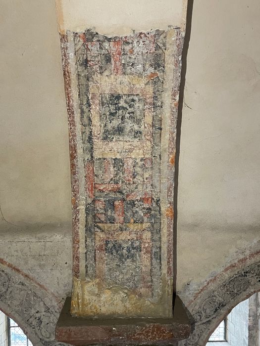 église abbatiale, nef, peintures monumentales (fragments), détail