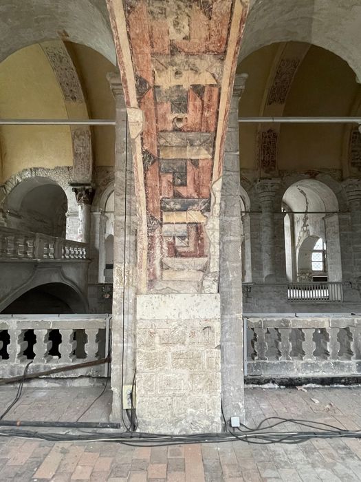 église abbatiale, tribune ouest, peintures monumentales (fragments), détail