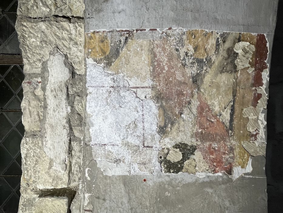 église abbatiale, transept nord, peintures monumentales (fragments), détail