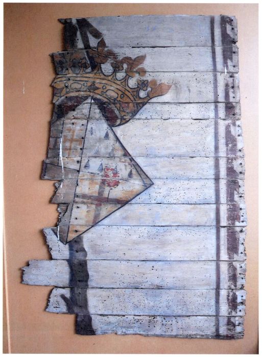 fragment d'un plafond peint aux armes de Jeanne de Laval (photocopie numérisée)