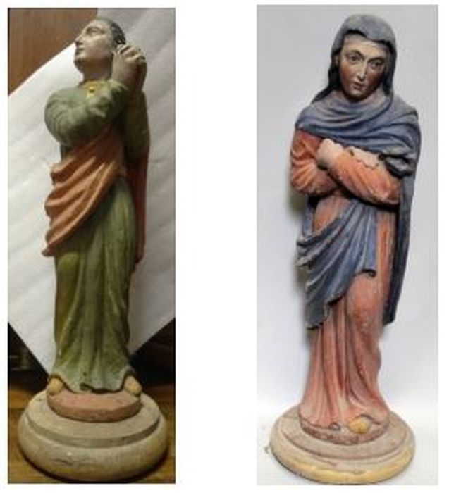 Deux statues de calvaire : Vierge et Saint Jean