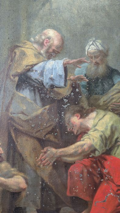 tableau : Ananie imposant les mains à Saint Paul, vue partielle