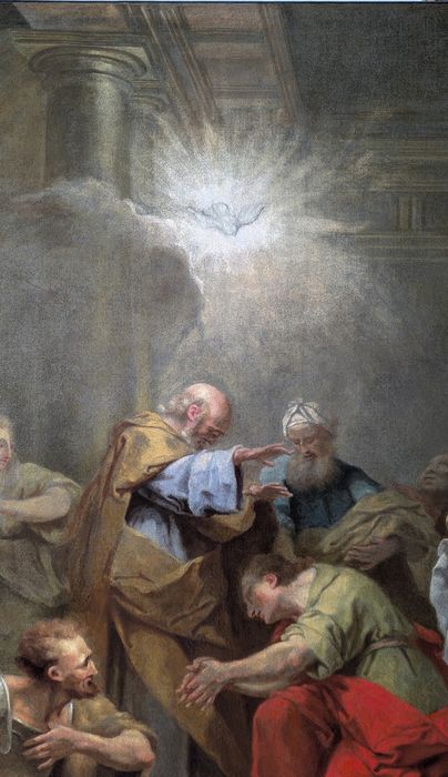 tableau : Ananie imposant les mains à Saint Paul, vue partielle