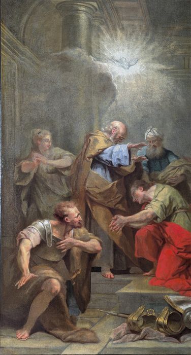 tableau : Ananie imposant les mains à Saint Paul, vue partielle