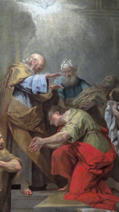 tableau : Ananie imposant les mains à Saint Paul, vue partielle