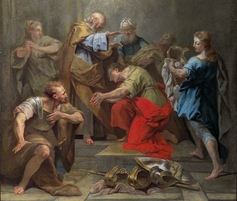 tableau : Ananie imposant les mains à Saint Paul, vue partielle