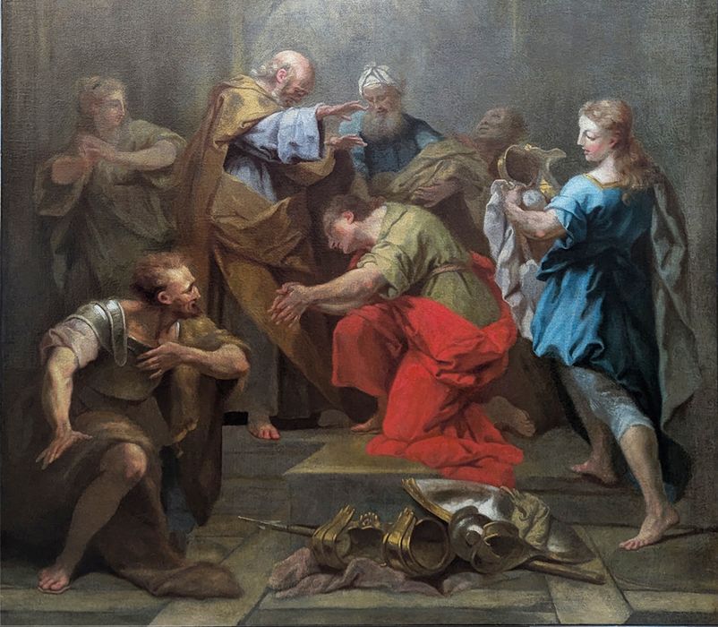 tableau : Ananie imposant les mains à Saint Paul, vue partielle