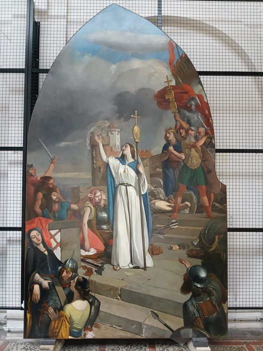 tableau : Sainte Geneviève soutient le courage des habitants de Paris