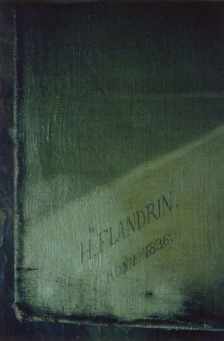 tableau : saint Clair guérissant les aveugles, détail de la signature
