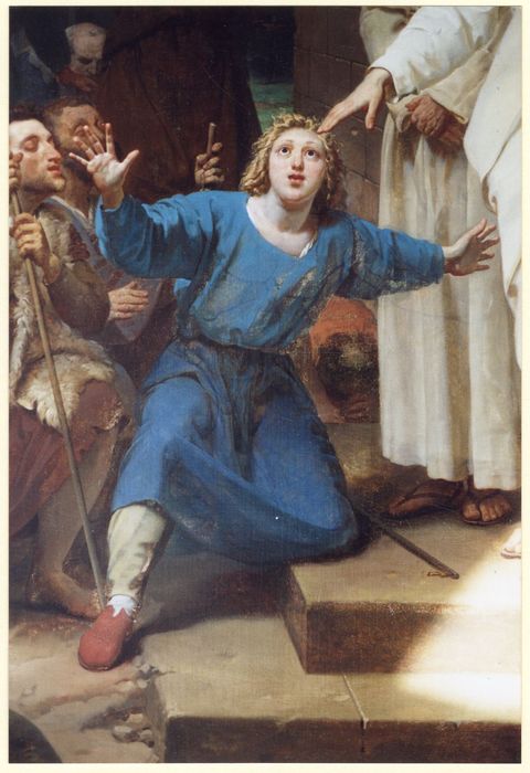 tableau : saint Clair guérissant l'aveugle, détail