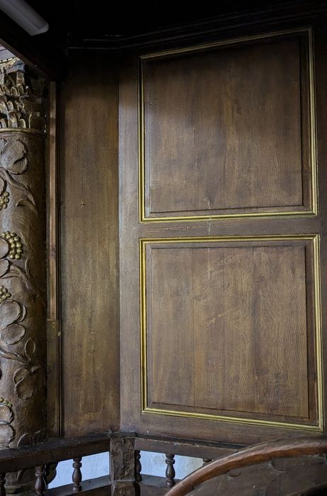 fonts baptismaux, détail du panneautage du second registre