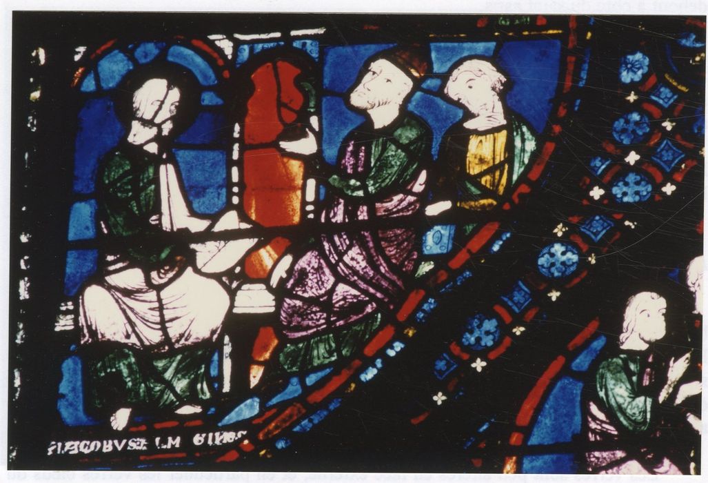 3 verrières (grisaille décorative) (baies 1, 2 et 5)