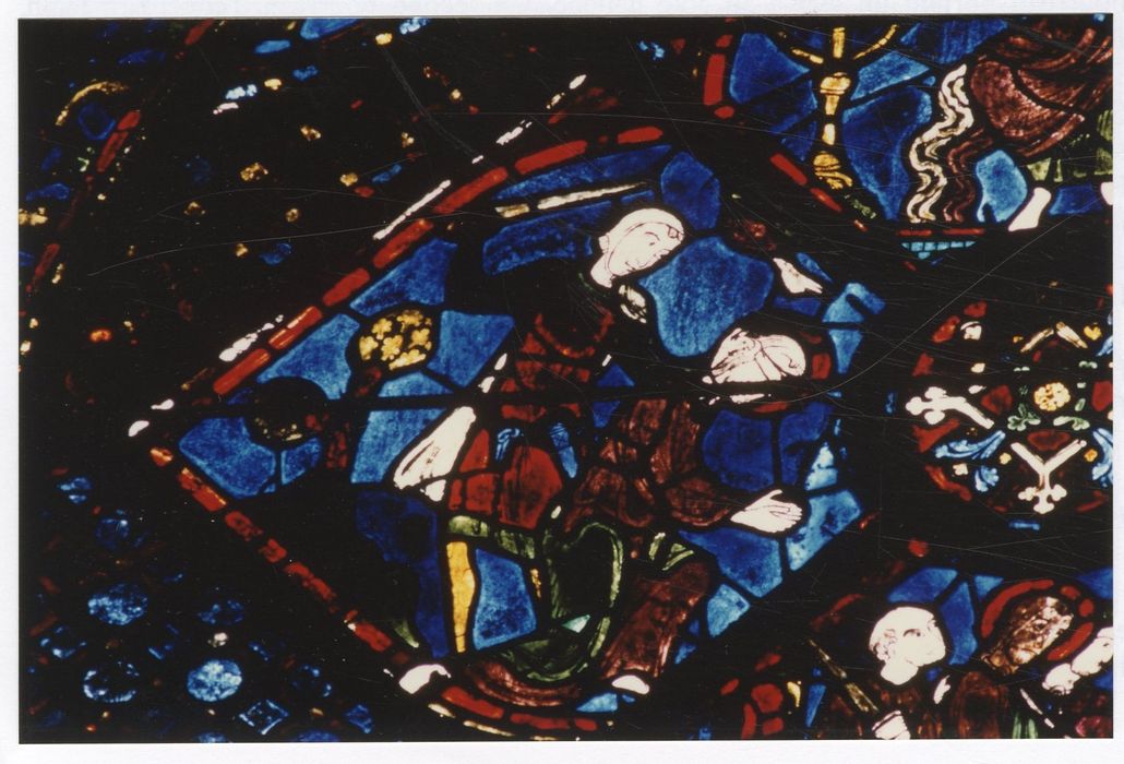 verrière n°5 (saint Jacques le Majeur), détail du panneau 77 (décollation de saint Jacques)