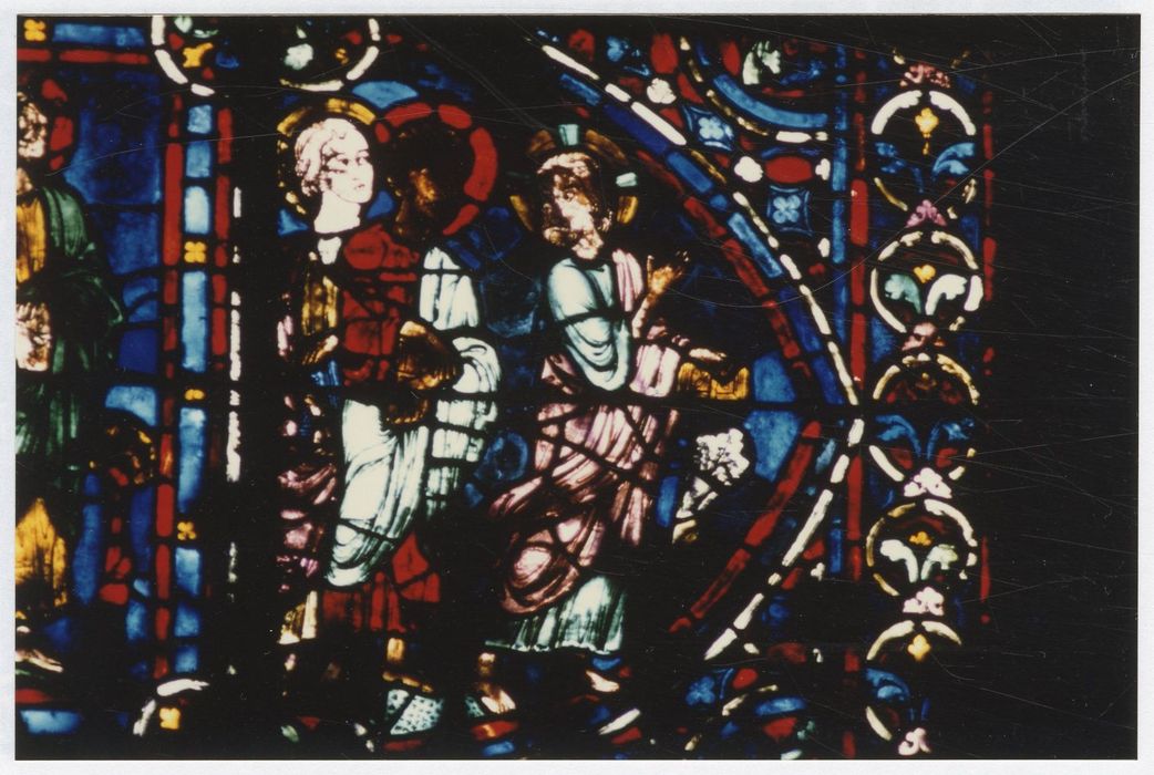 verrière n°0 (verrière des apôtres), détail du panneau 6 (le Christ emmène de apôtres)