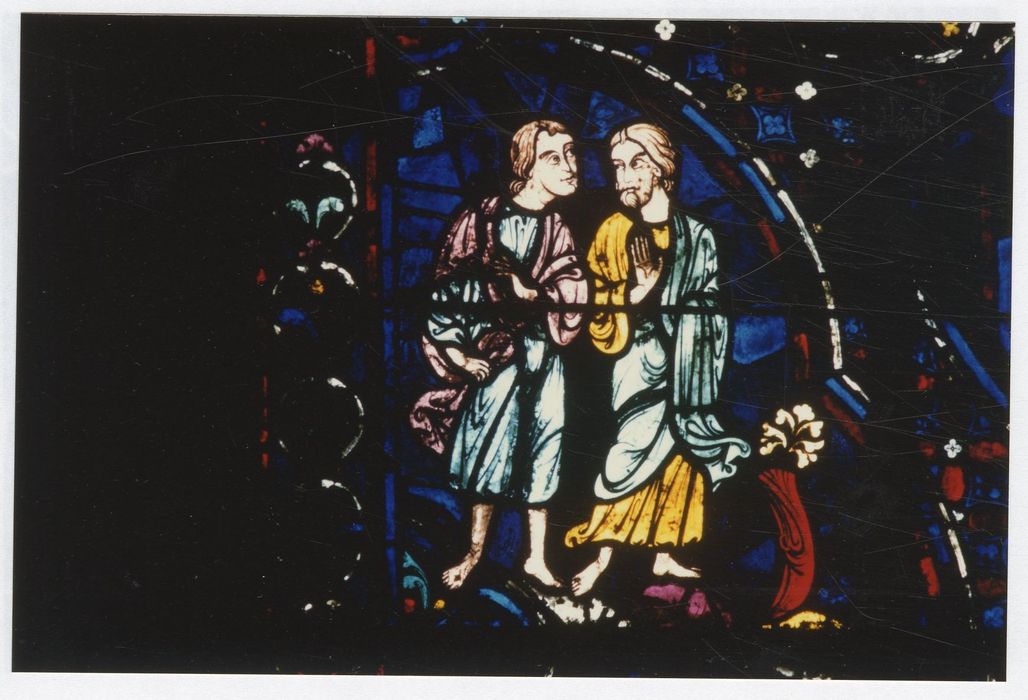 verrière n°0 (verrière des apôtres), détail du panneau 10 ((deux hommes)