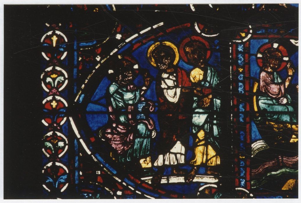 verrière n°0 (verrière des apôtres), détail du panneau 13 (Jésus appelle Jacques et Jean)